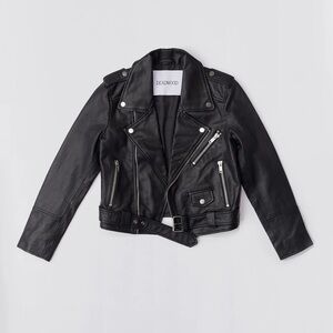 NWT! Deadwood Joan Lamb Leather Biker Jacket in Black - 40